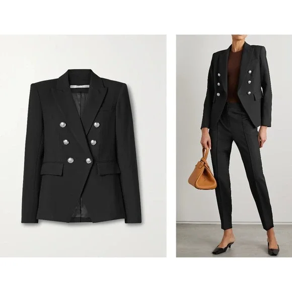 Veronica Beard Miller Blazer Black Double Breasted Silver Button Jacket 4 NEW - Picture 4 of 15